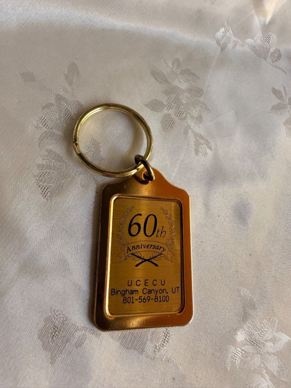 UCECU 60th Anniversary Gold-Tone Keychain - Bingham Canyon UT Keepsake Souvenir